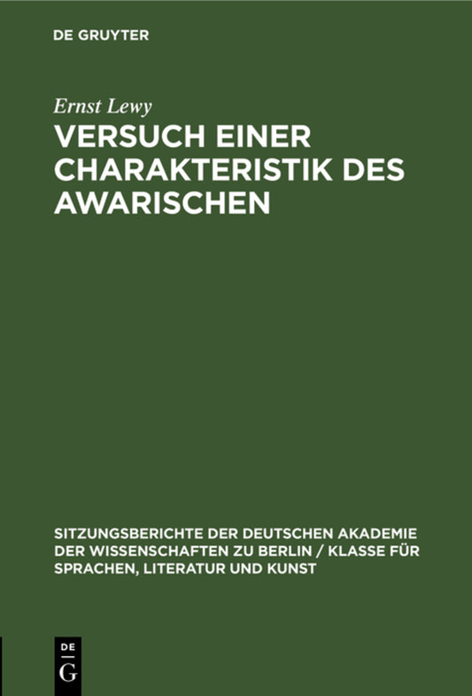Versuch einer Charakteristik des Awarischen