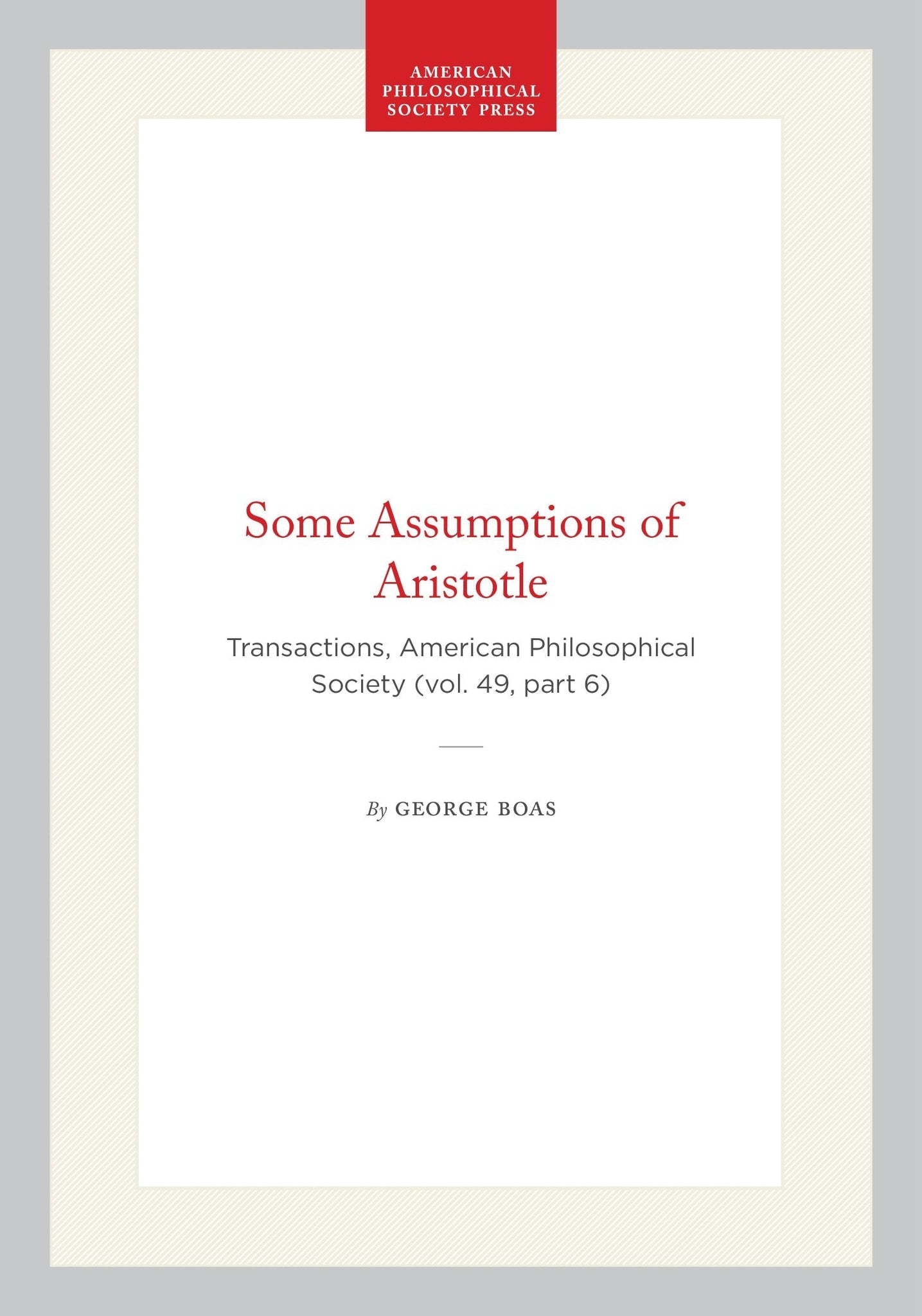 Some Assumptions of Aristotle