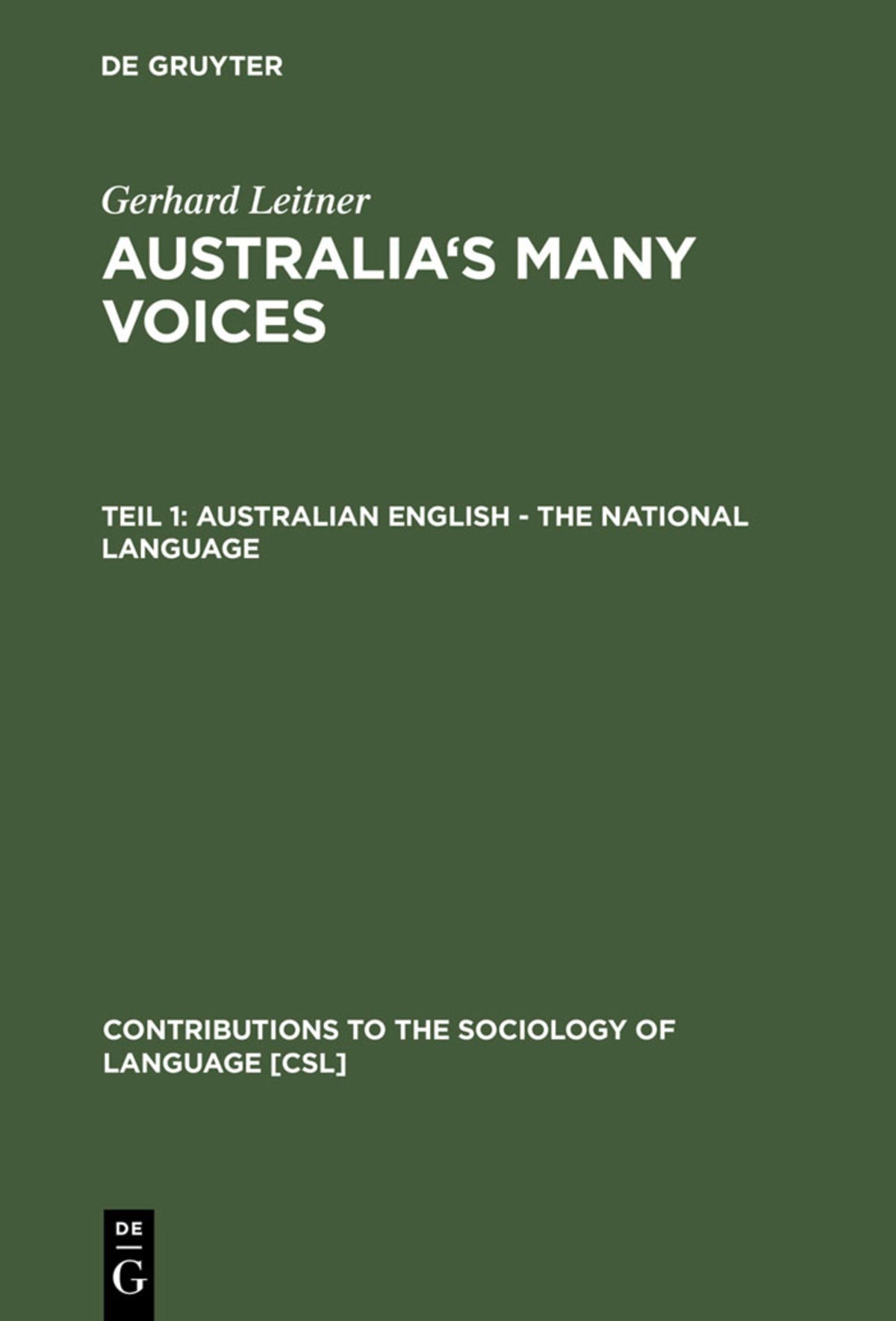 Cover image for Australian English - The National Language ISBN 9783110181944