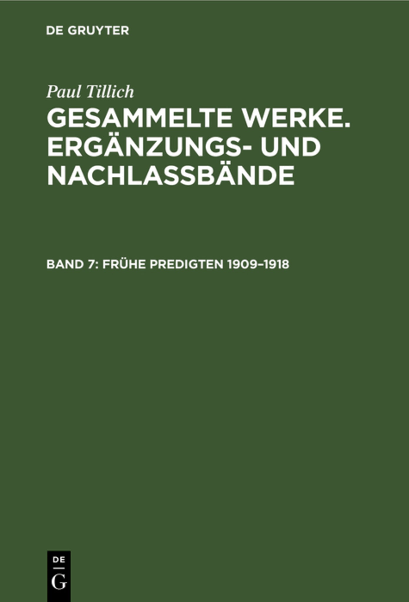 Frühe Predigten 1909–1918