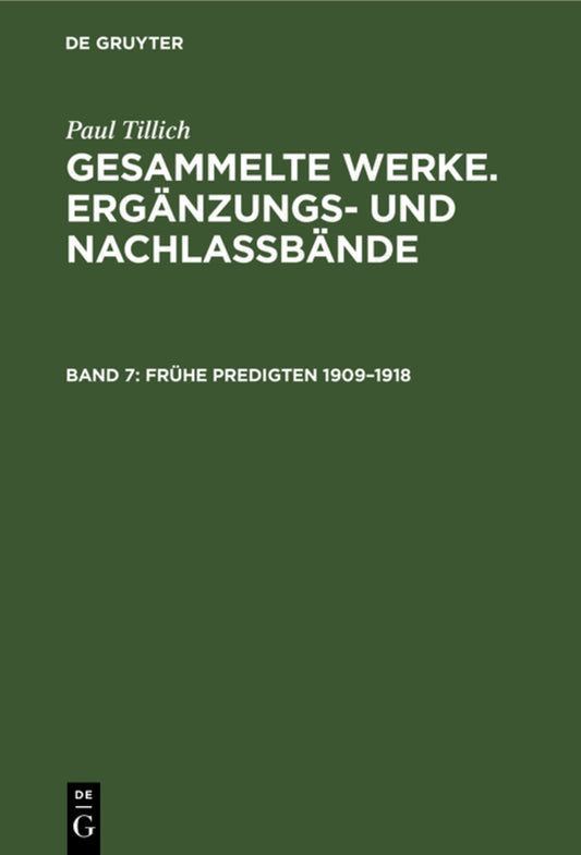 Frühe Predigten 1909–1918