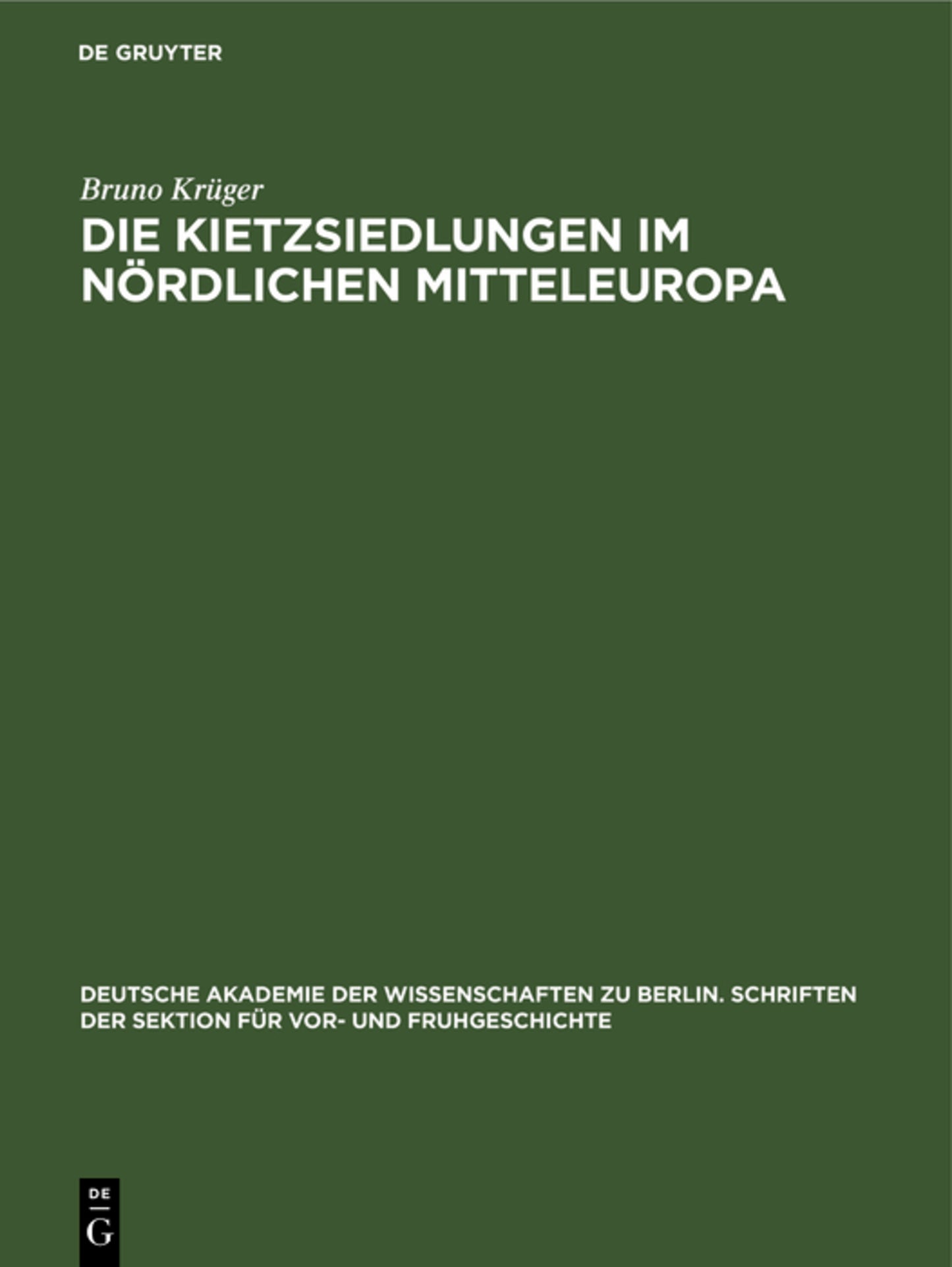 Die Kietzsiedlungen im nördlichen Mitteleuropa
