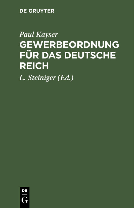 Gewerbeordnung für das Deutsche Reich