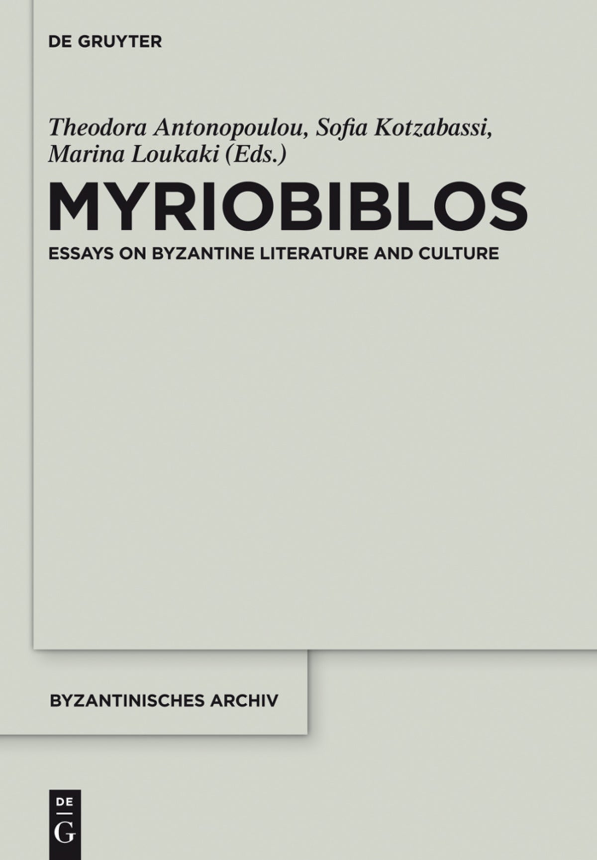 Cover image for Myriobiblos ISBN 9781501510519