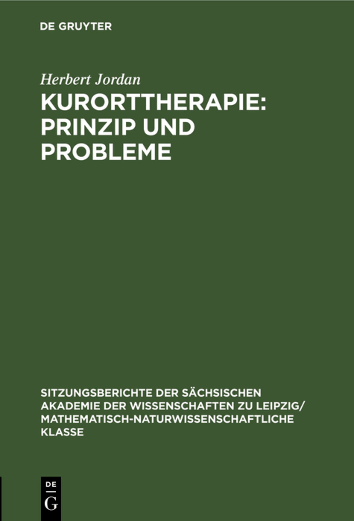 Cover image for Kurorttherapie: Prinzip und Probleme ISBN 9783112496015