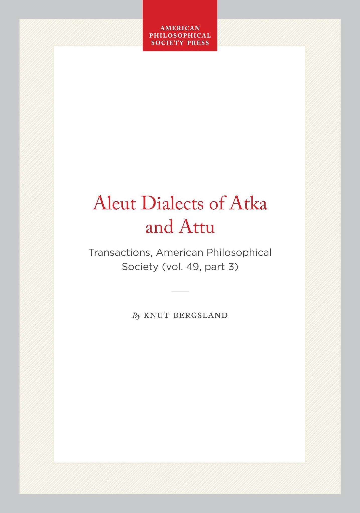 Cover image for Aleut Dialects of Atka and Attu ISBN 9798893980110