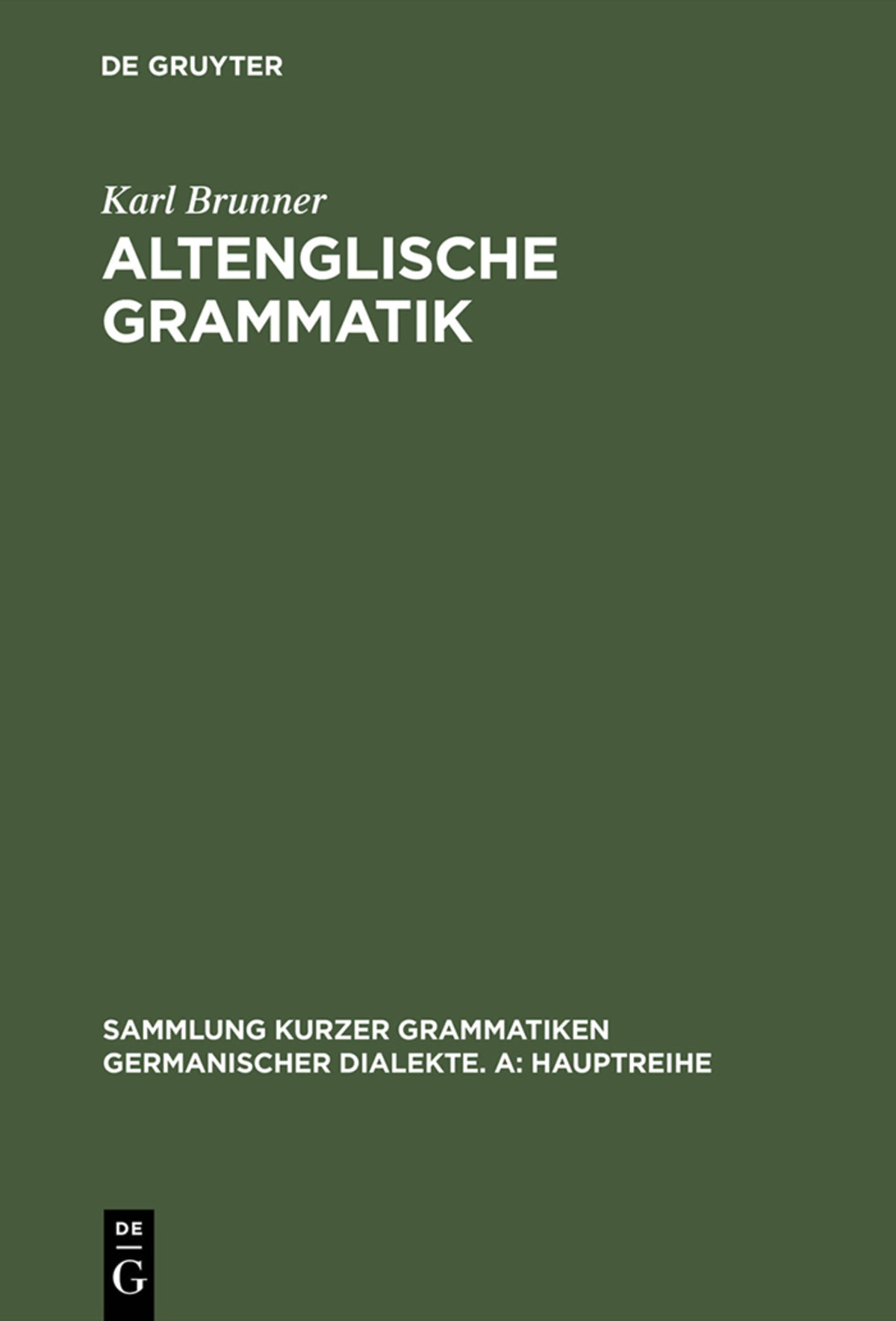 Cover image for Altenglische Grammatik ISBN 9783484400214