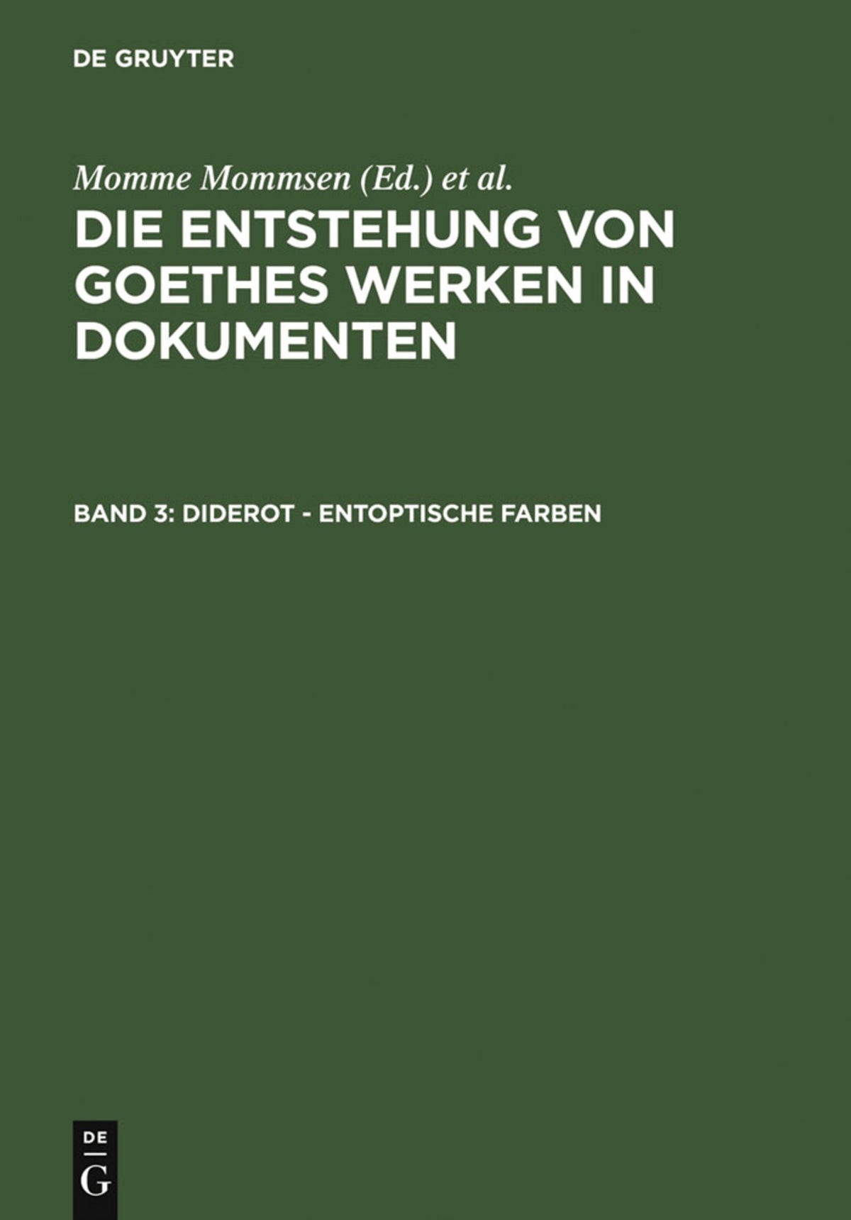 Cover image for Diderot - Entoptische Farben ISBN 9783110189896