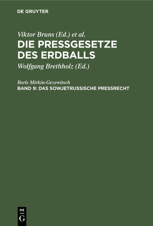 Das sowjetrussische Preßrecht