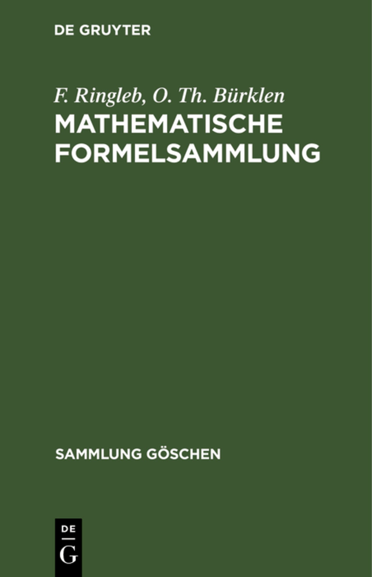 Cover image for Mathematische Formelsammlung ISBN 9783111214962