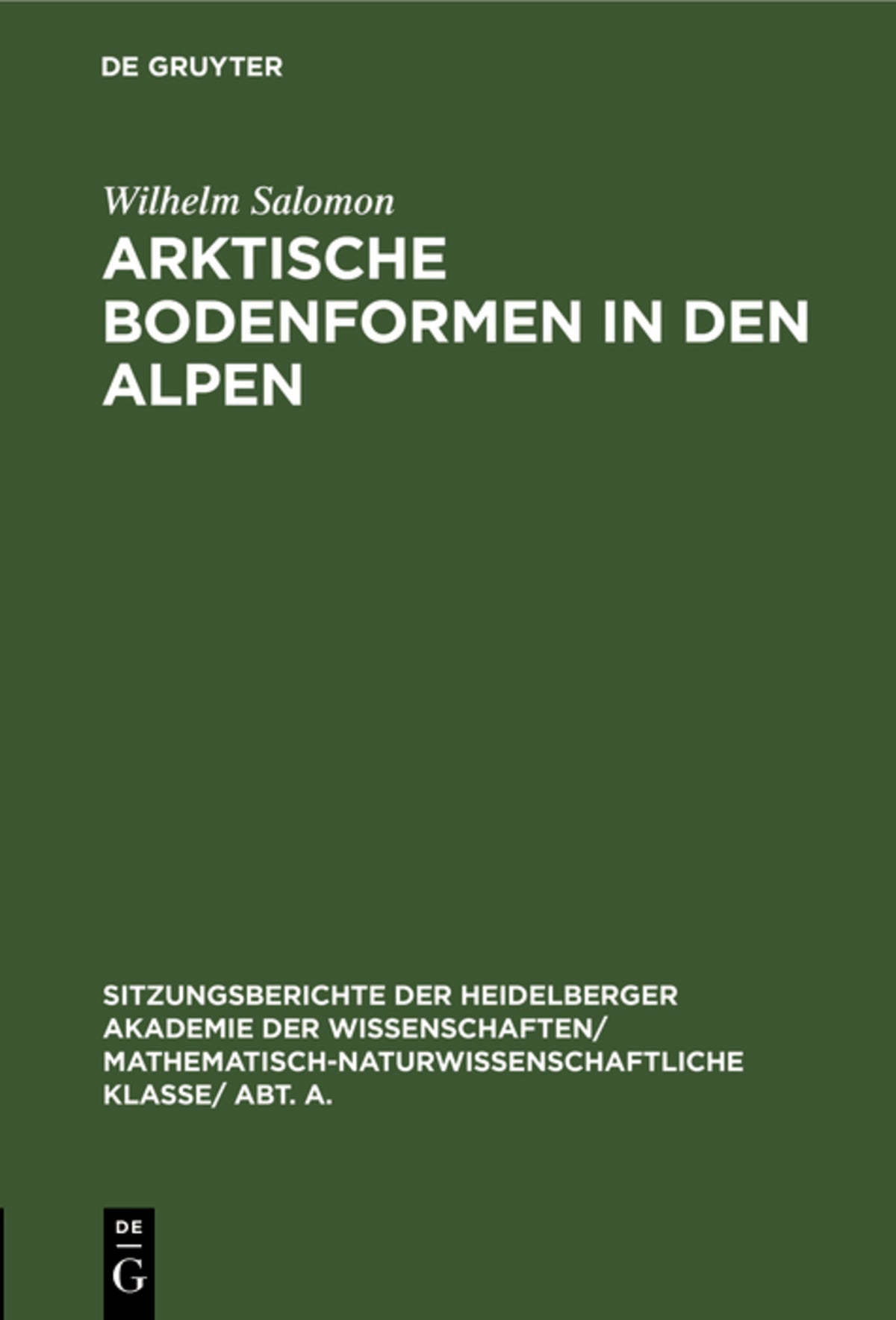 Cover image for Arktische Bodenformen in den Alpen ISBN 9783111282732