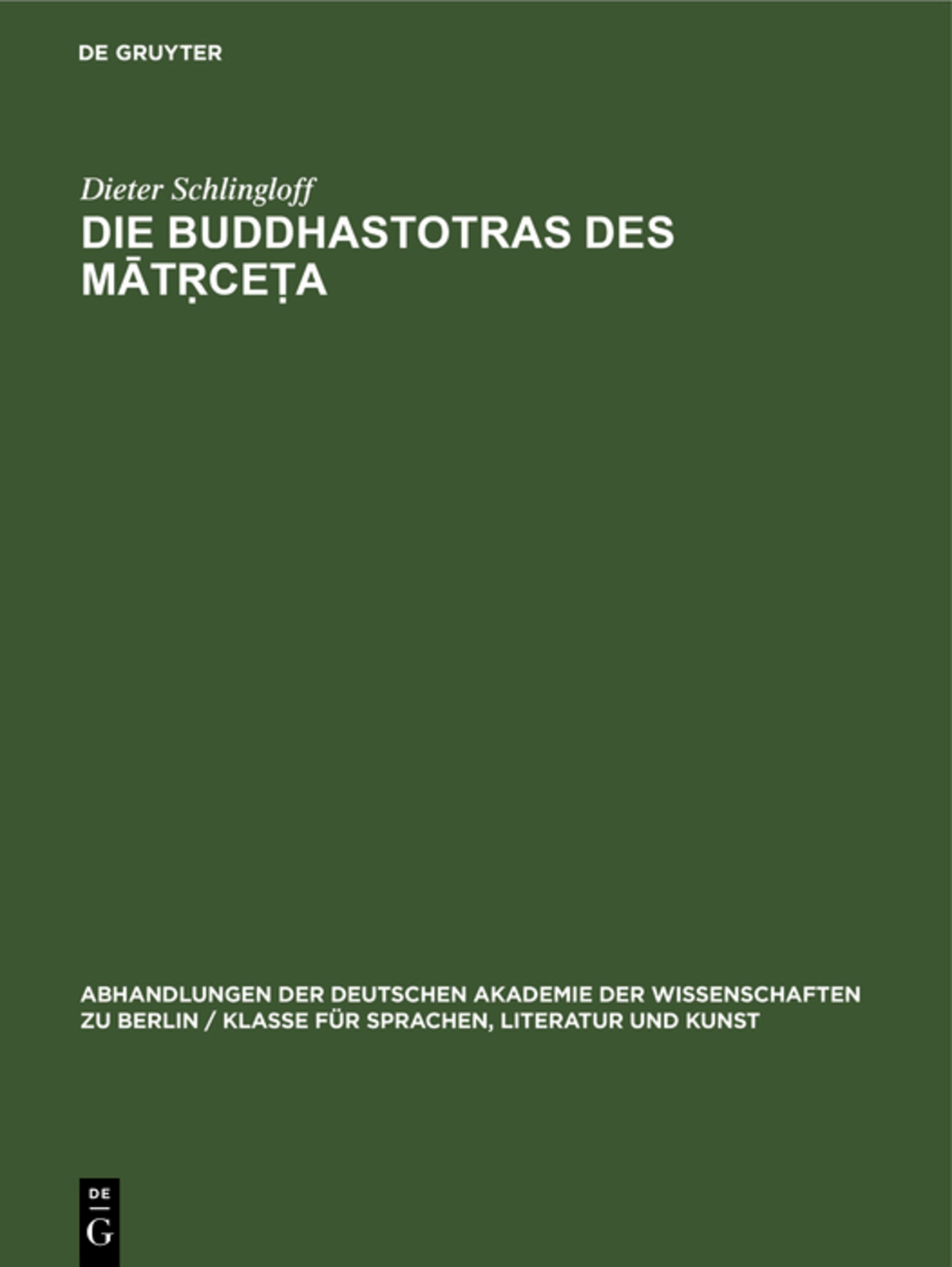 Die Buddhastotras des Mātṛceṭa