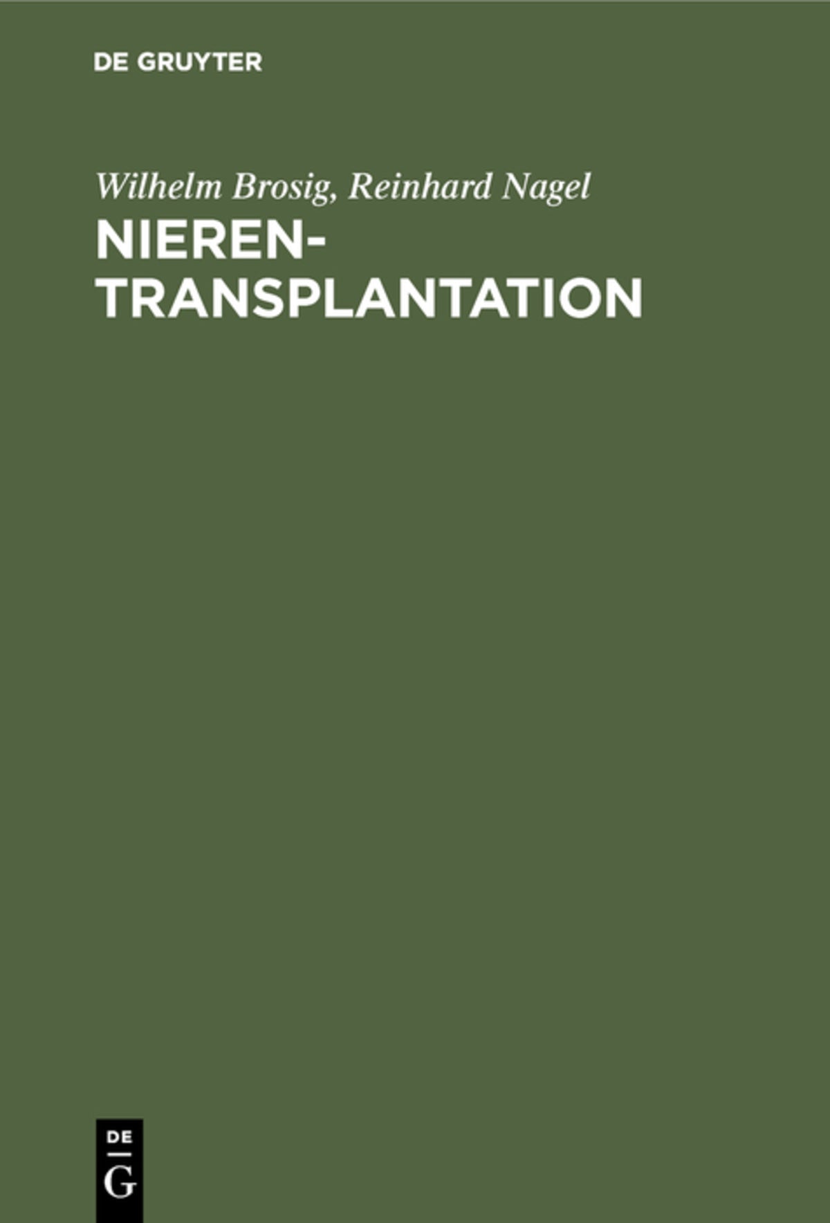 Cover image for Nierentransplantation ISBN 9783111143255