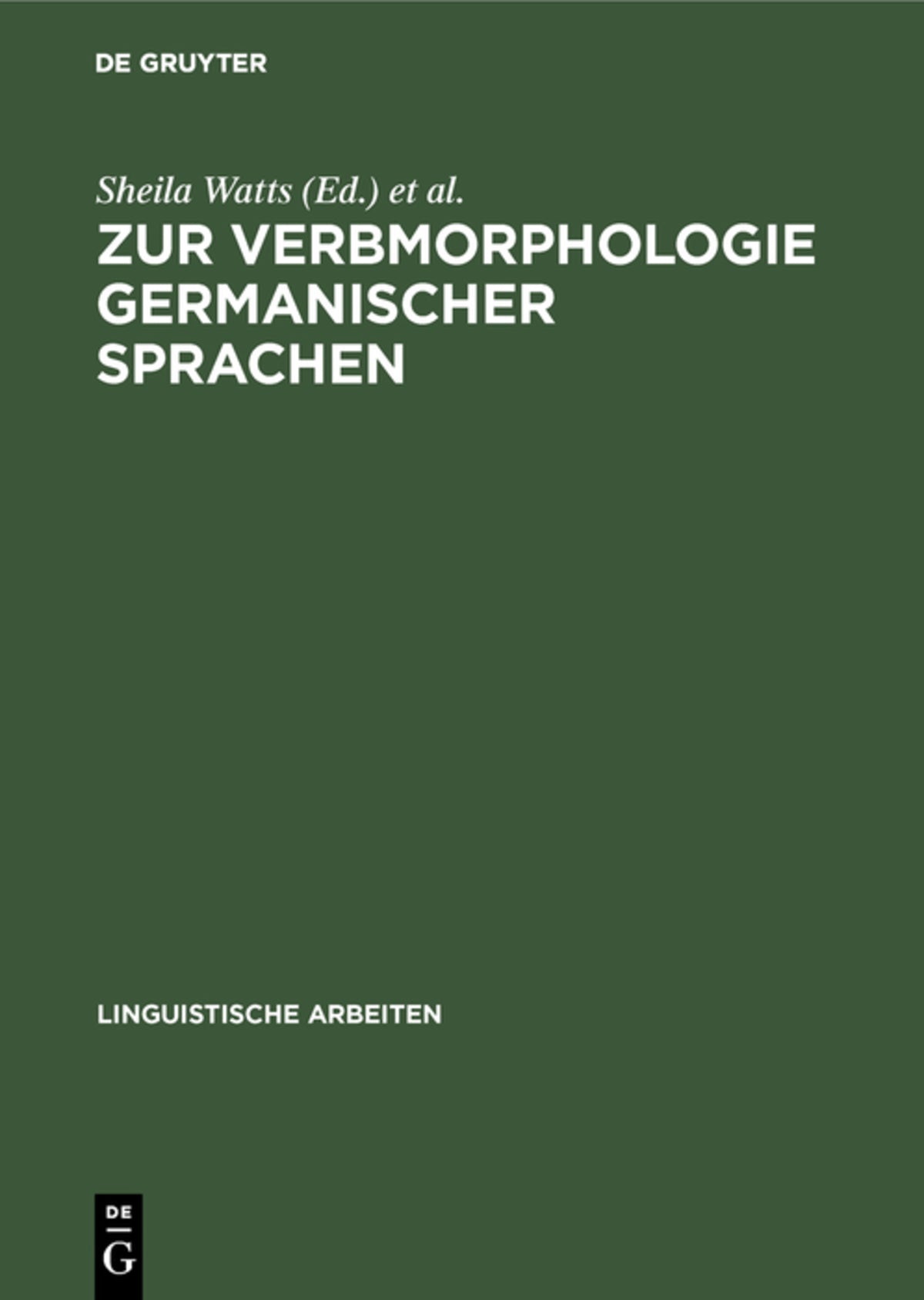 Cover image for Zur Verbmorphologie germanischer Sprachen ISBN 9783484304468