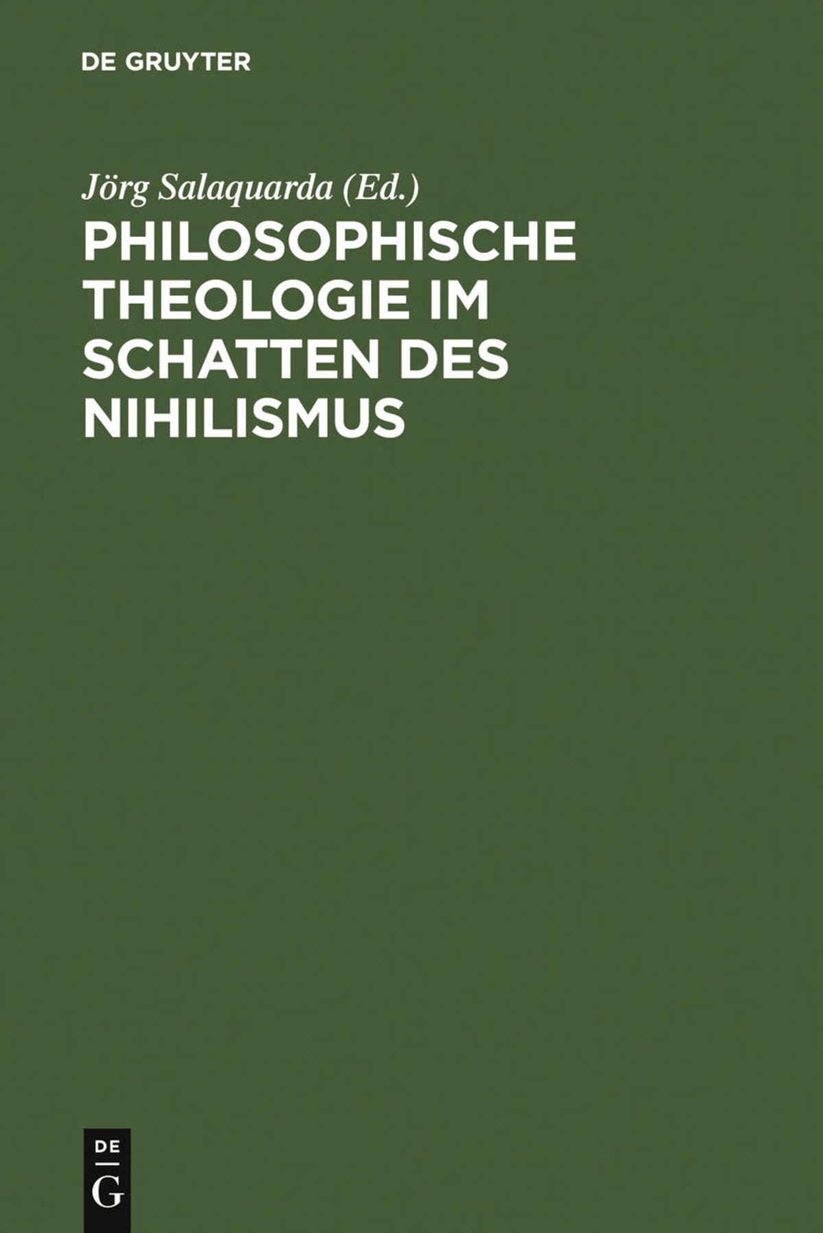 Cover image for Philosophische Theologie im Schatten des Nihilismus ISBN 9783110016048