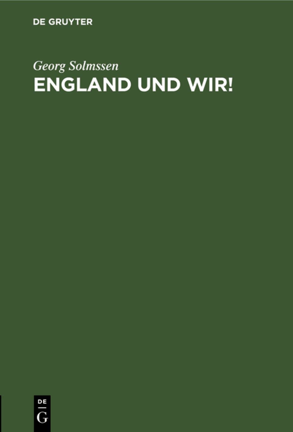 Cover image for England und wir! ISBN 9783111112343