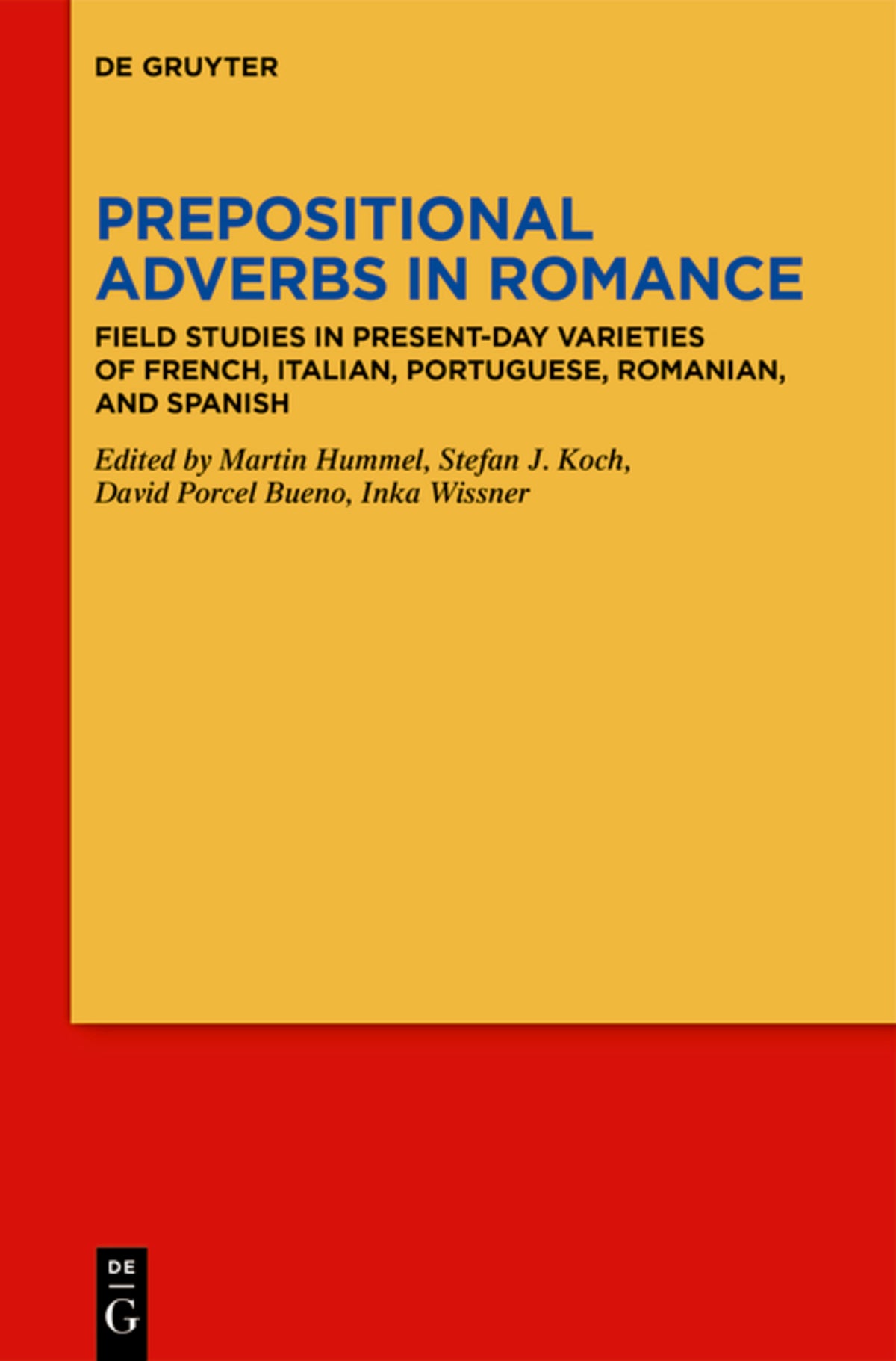 Cover image for Prepositional adverbs in Romance ISBN 9783112230275