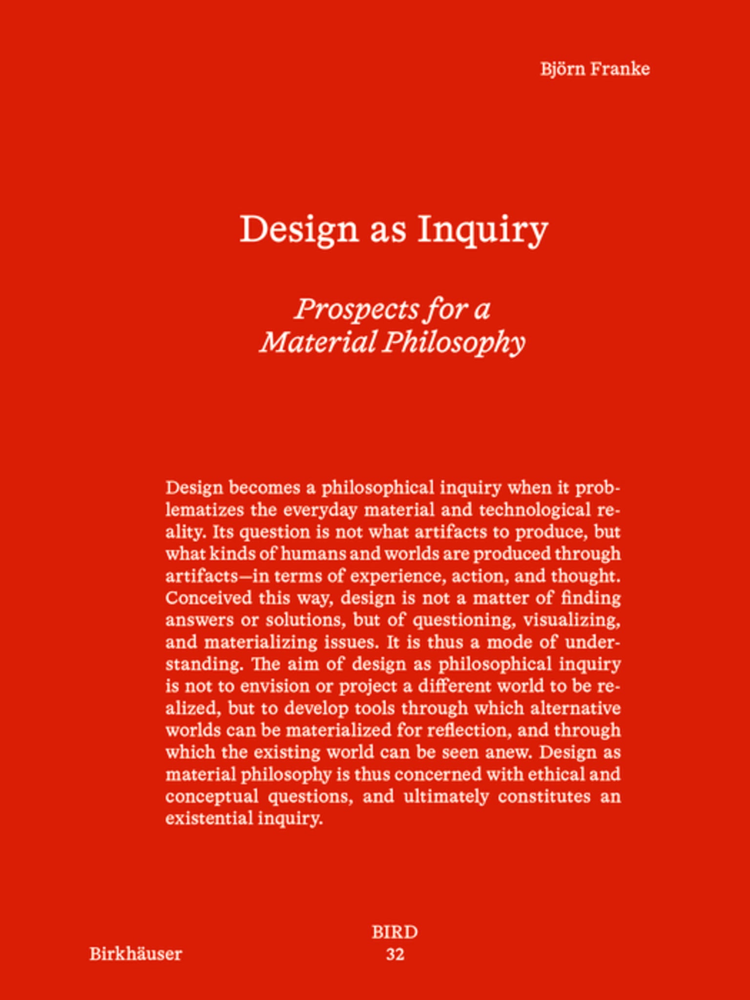 Cover image for Design as Inquiry ISBN 9783035631449