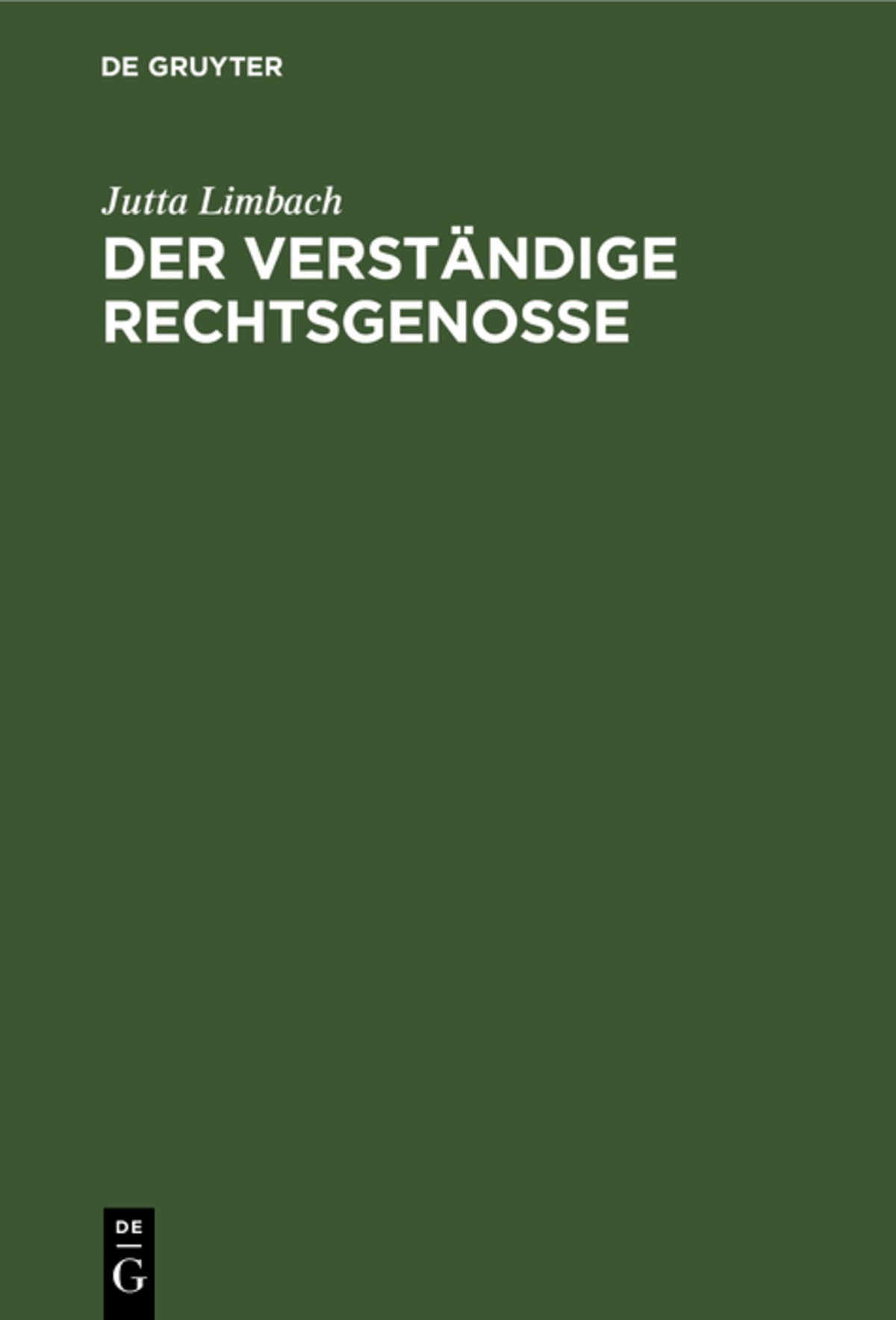 Cover image for Der verständige Rechtsgenosse ISBN 9783112327098
