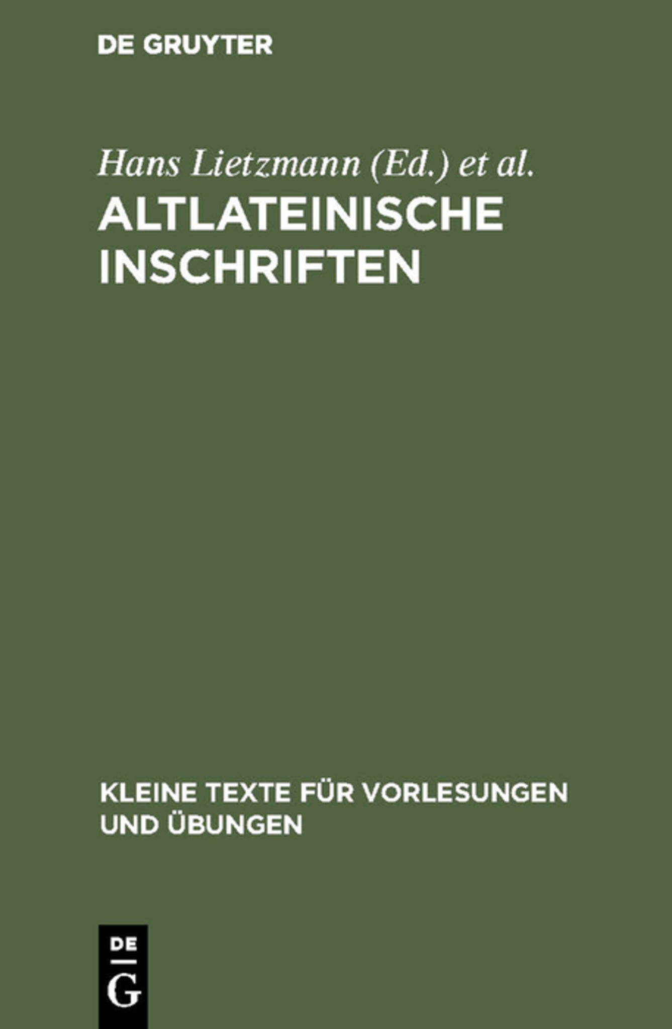 Cover image for Altlateinische Inschriften ISBN 9783110013221