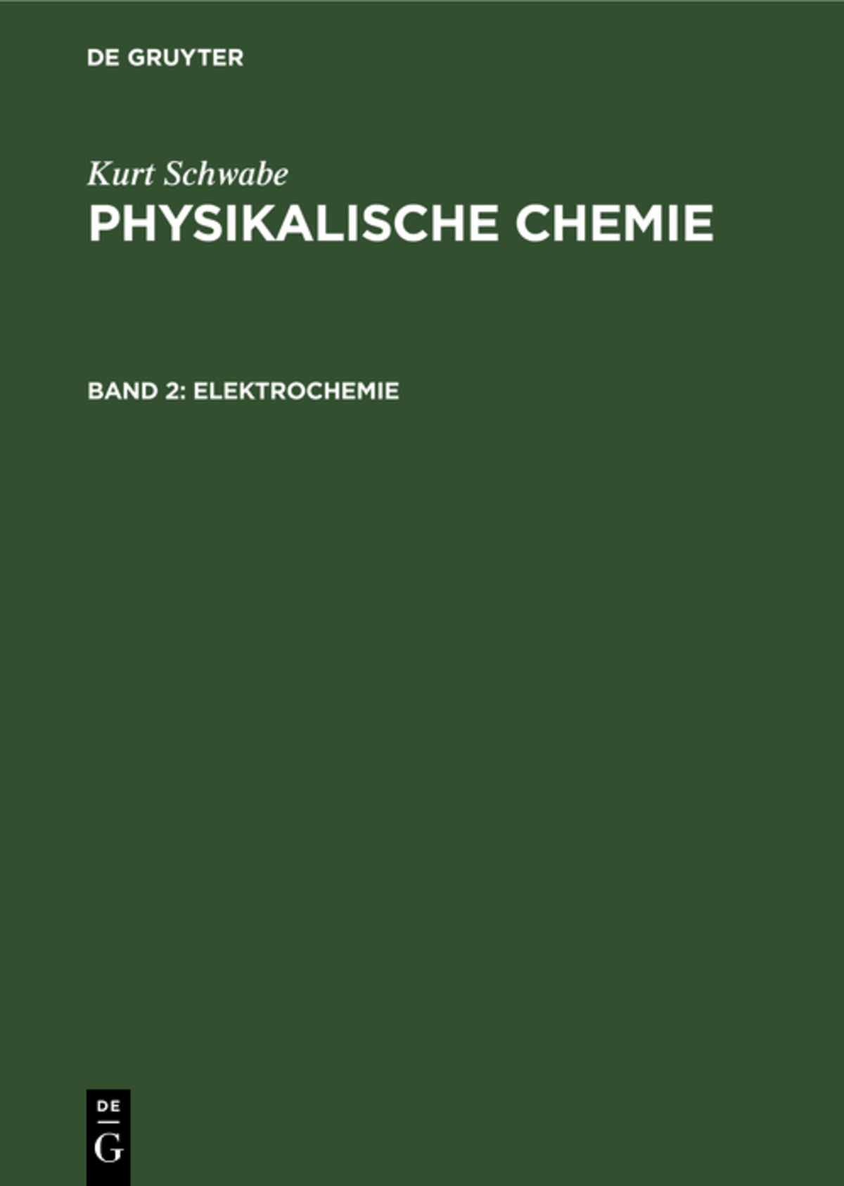 Cover image for Elektrochemie ISBN 9783112480397