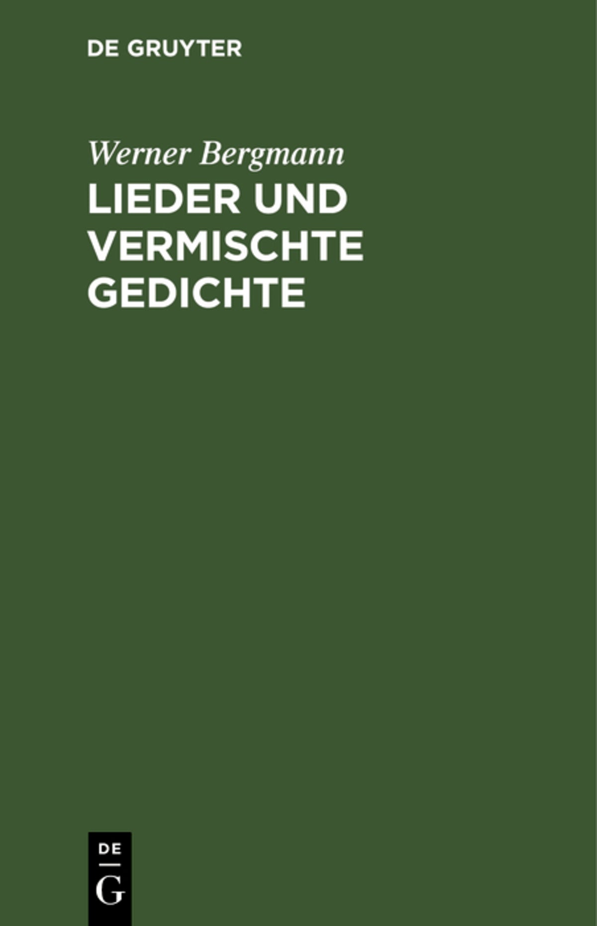 Cover image for Lieder und vermischte Gedichte ISBN 9783111221489