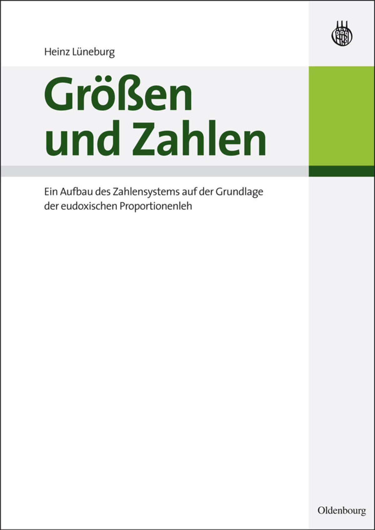 Cover image for Größen und Zahlen ISBN 9783486596793