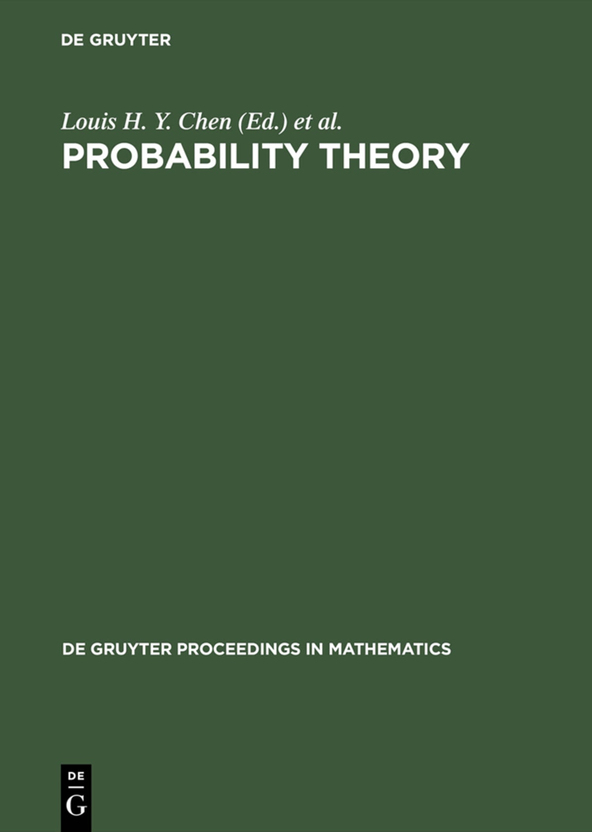 Cover image for Probability Theory ISBN 9783110122336