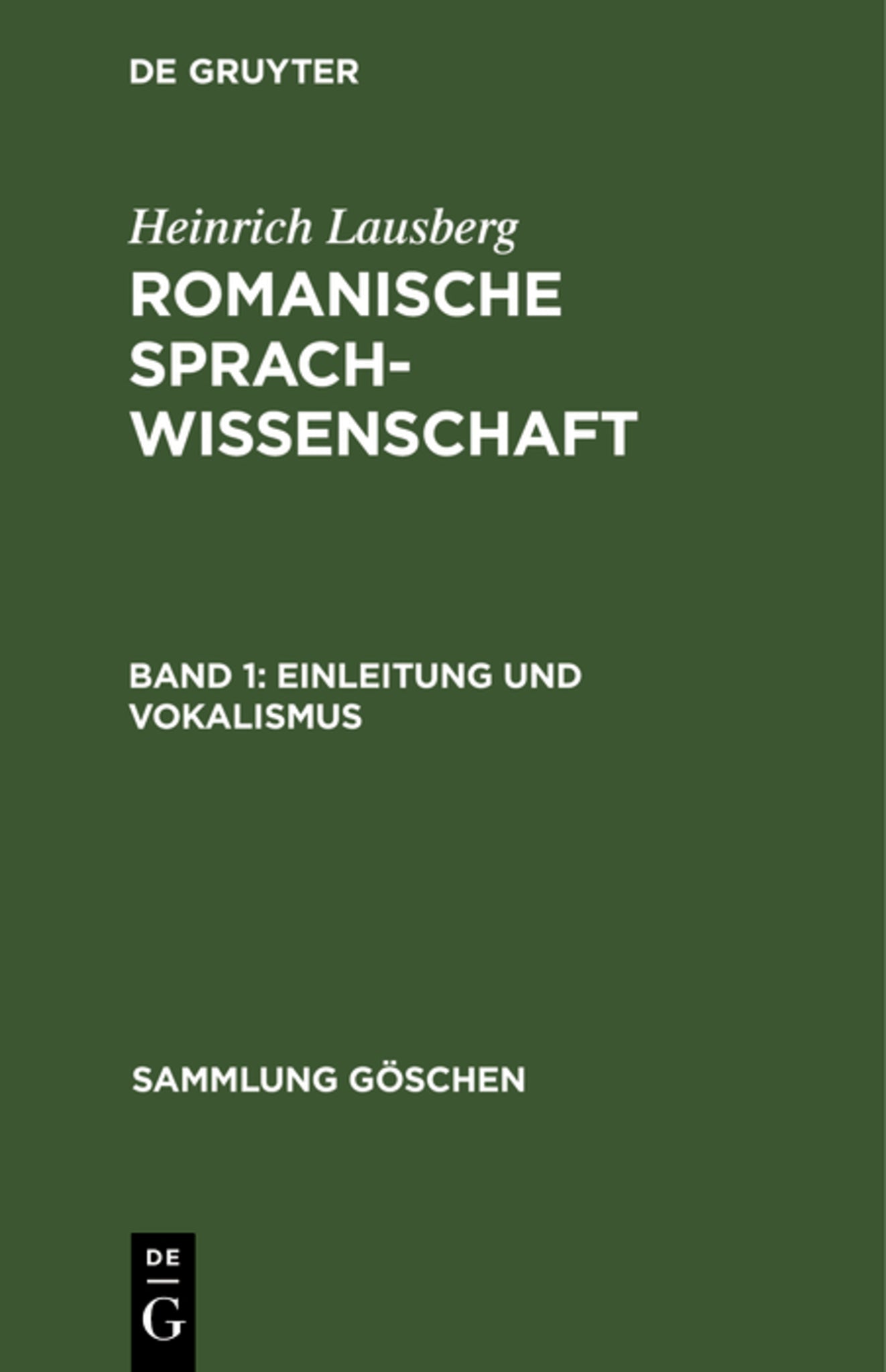 Cover image for Einleitung und Vokalismus ISBN 9783111295015