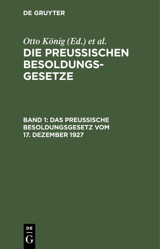Das Preußische Besoldungsgesetz vom 17. Dezember 1927