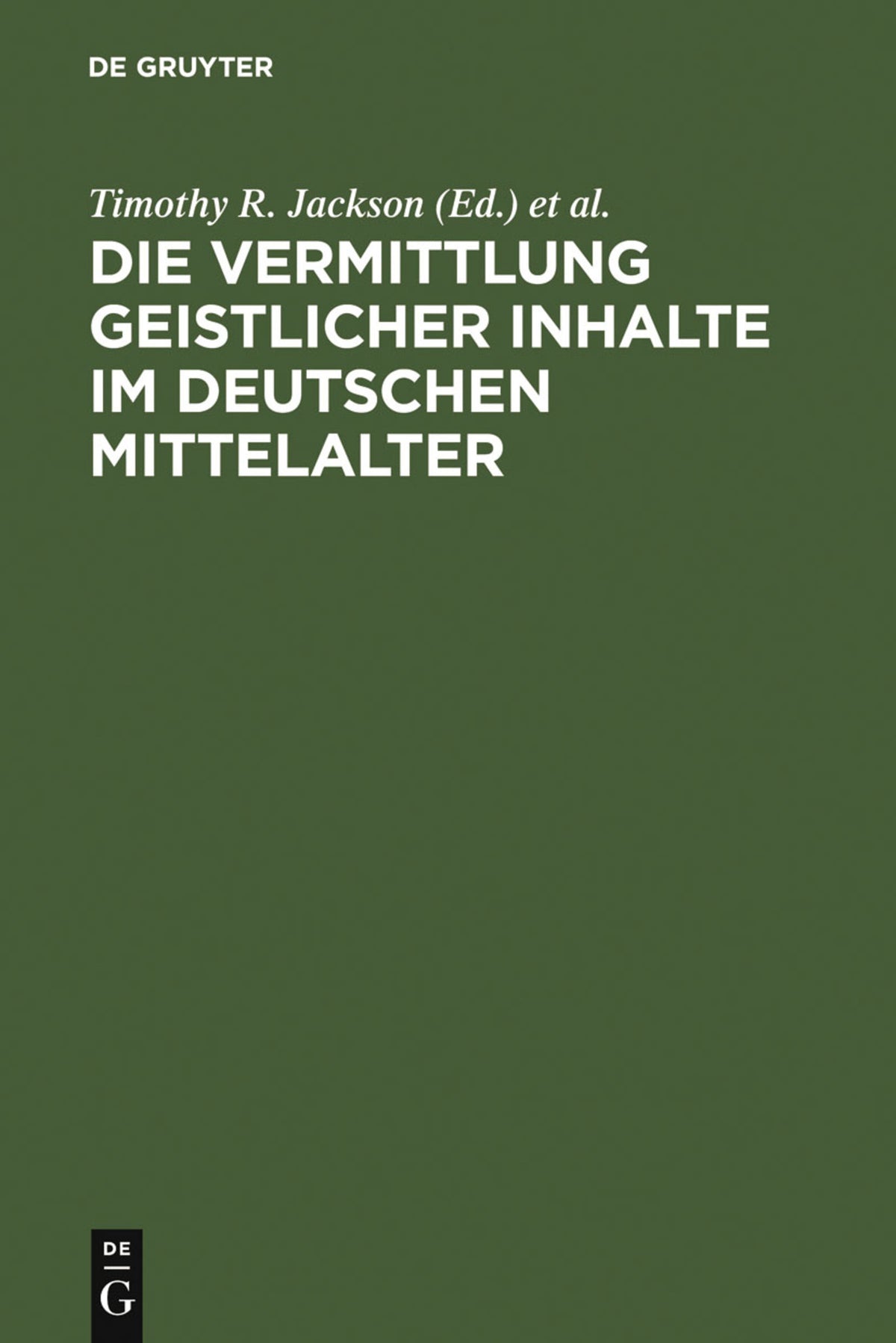 Cover image for Die Vermittlung geistlicher Inhalte im deutschen Mittelalter ISBN 9783484107274