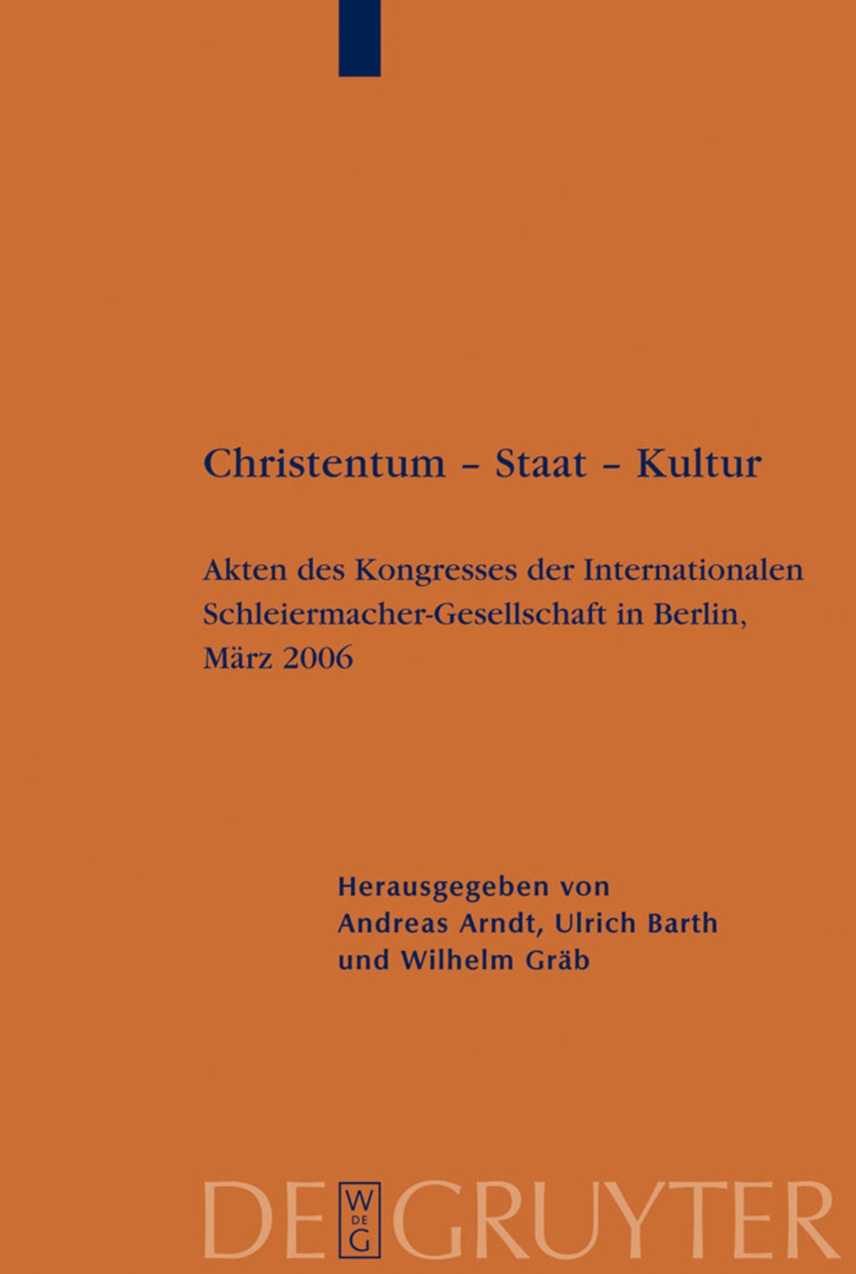 Cover image for Christentum – Staat – Kultur ISBN 9783110196634