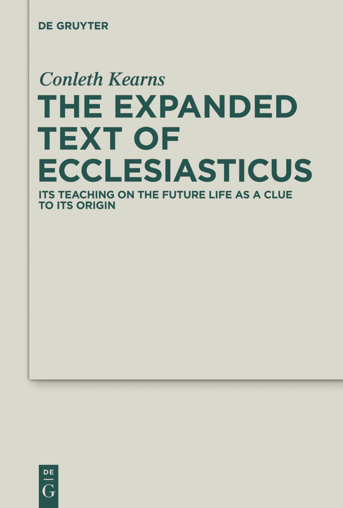 Cover image for The Expanded Text of Ecclesiasticus ISBN 9783110252583
