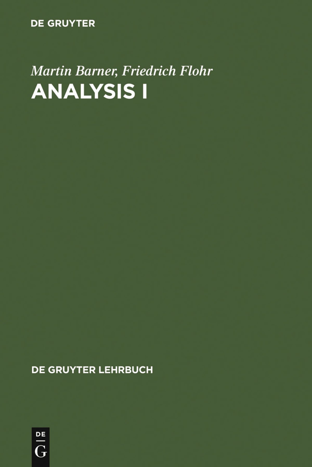 Cover image for Analysis I ISBN 9783110132243