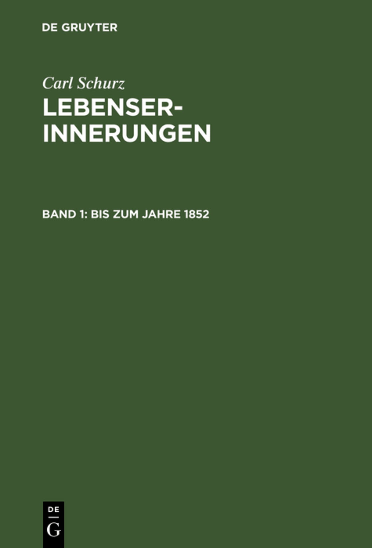 Cover image for Bis zum Jahre 1852 ISBN 9783111073088