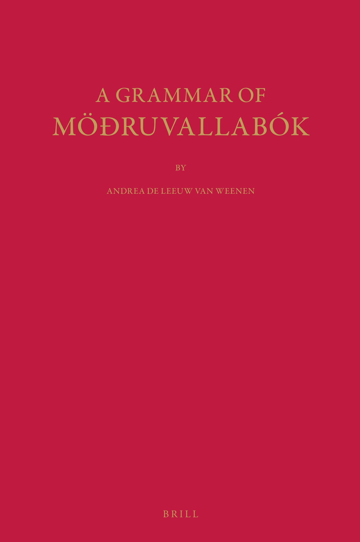 A Grammar of Möðruvallabók