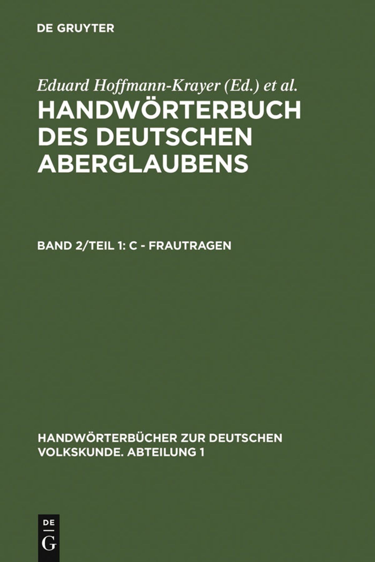Cover image for C - Frautragen ISBN 9783110065909