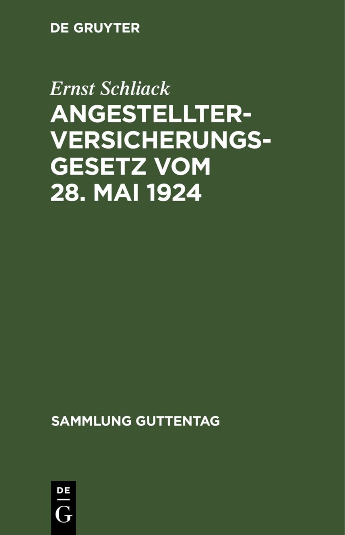 Angestellter-Versicherungsgesetz vom 28. Mai 1924