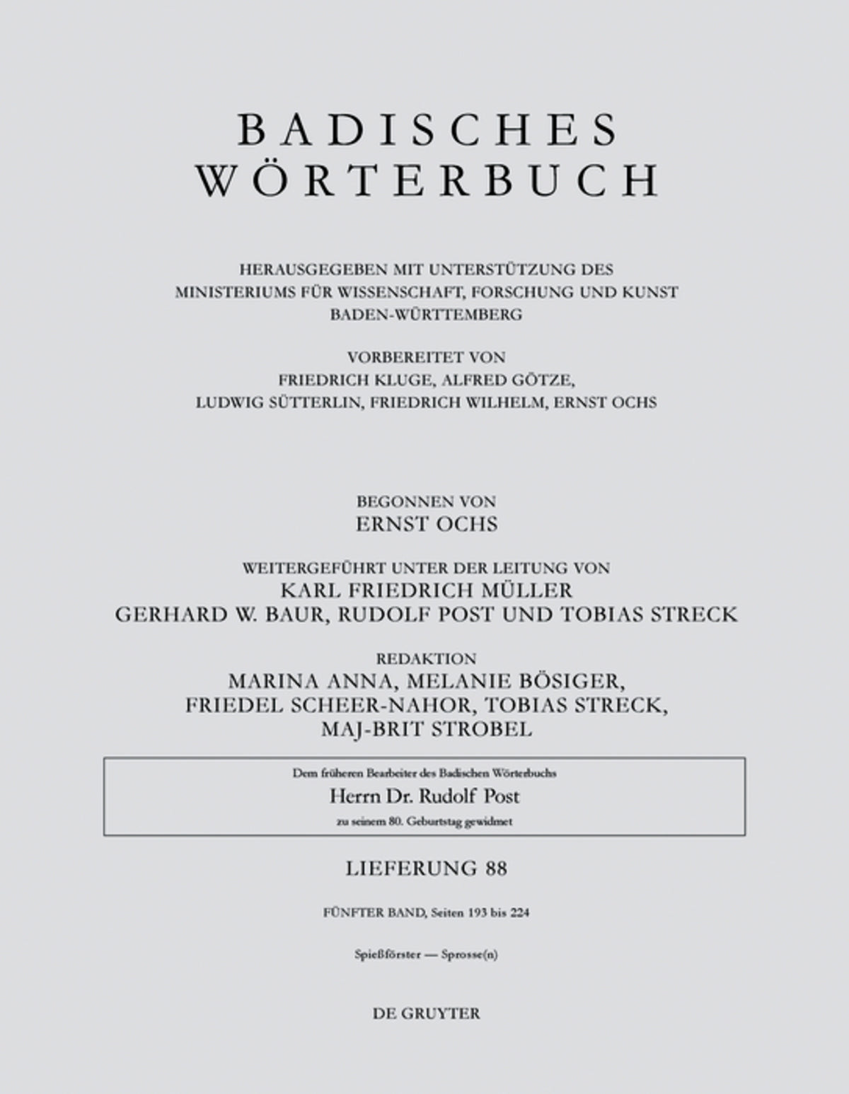 Cover image for Spießförster ‒ Sprosse(n) ISBN 9783111556772