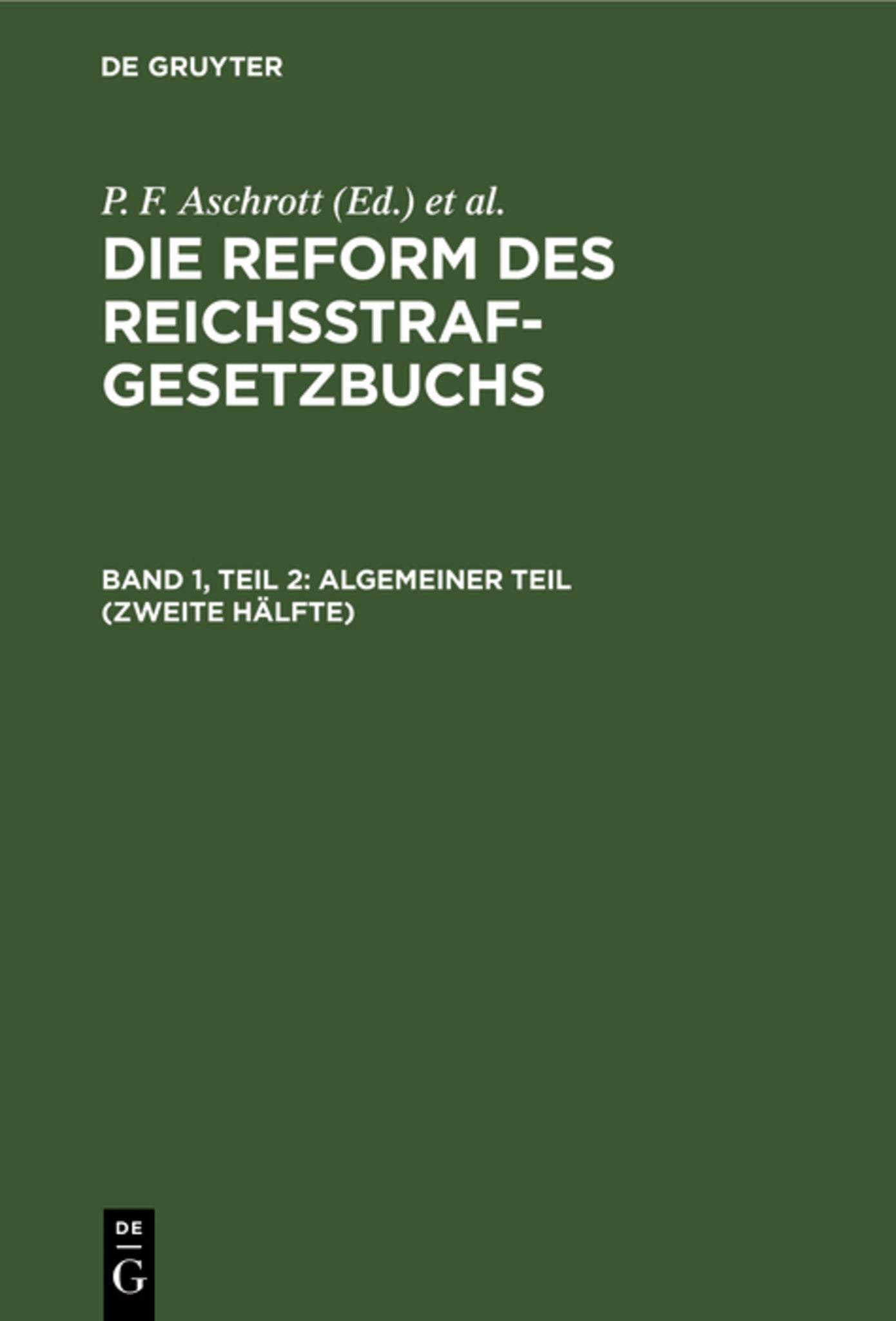 Algemeiner Teil (Zweite Hälfte)