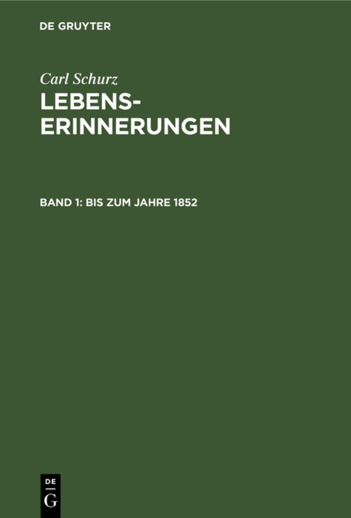 Cover image for Bis zum Jahre 1852 ISBN 9783111204086