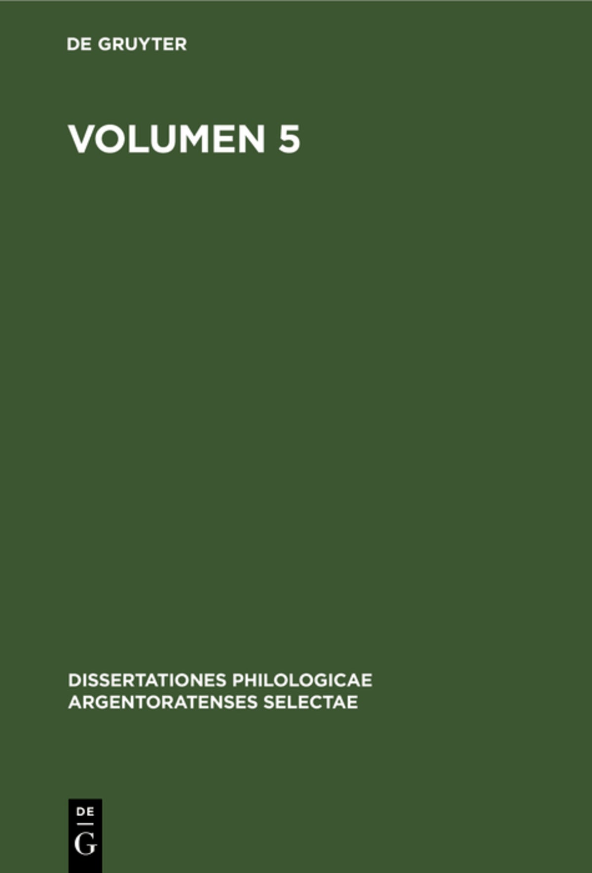 Cover image for Volumen 5 ISBN 9783112377550