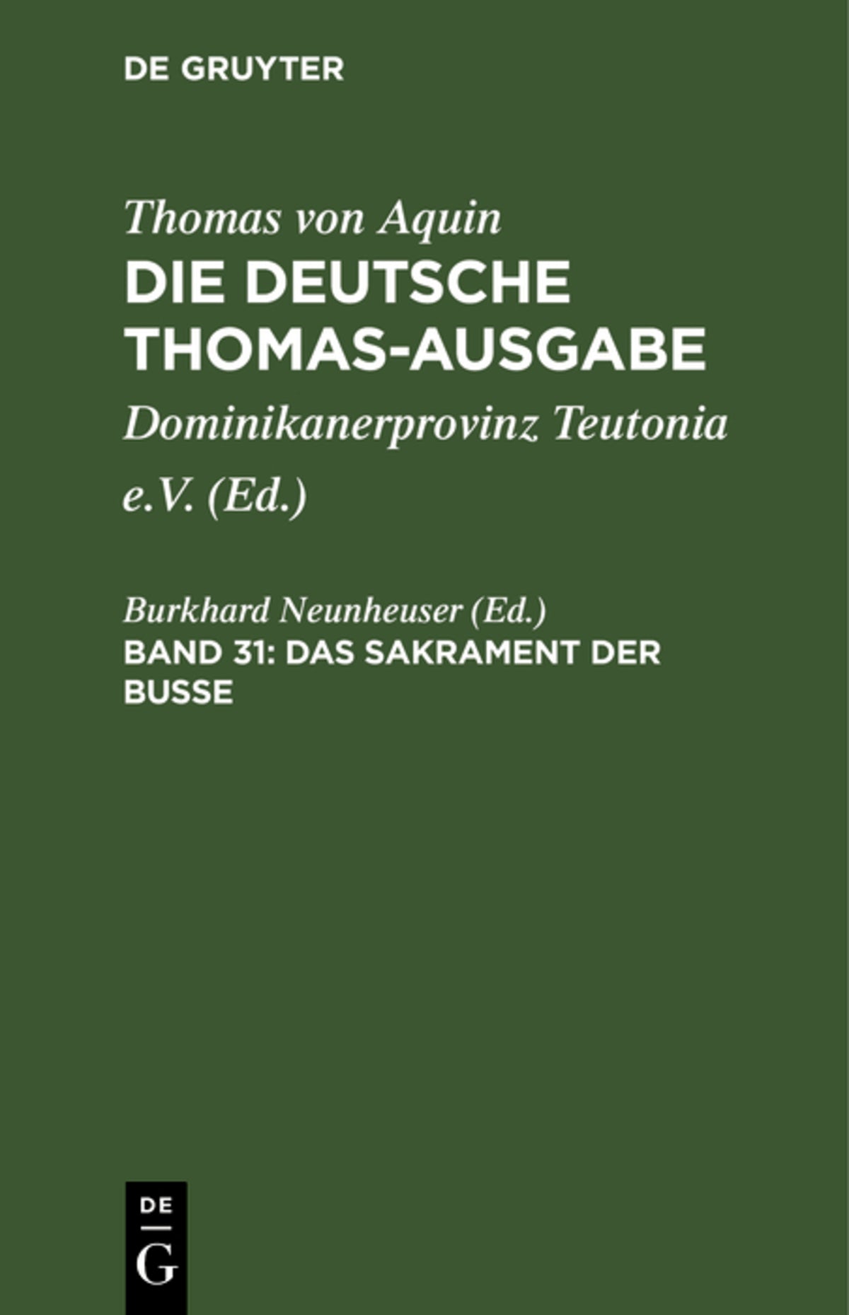 Cover image for Das Sakrament der Busse ISBN 9783112658093