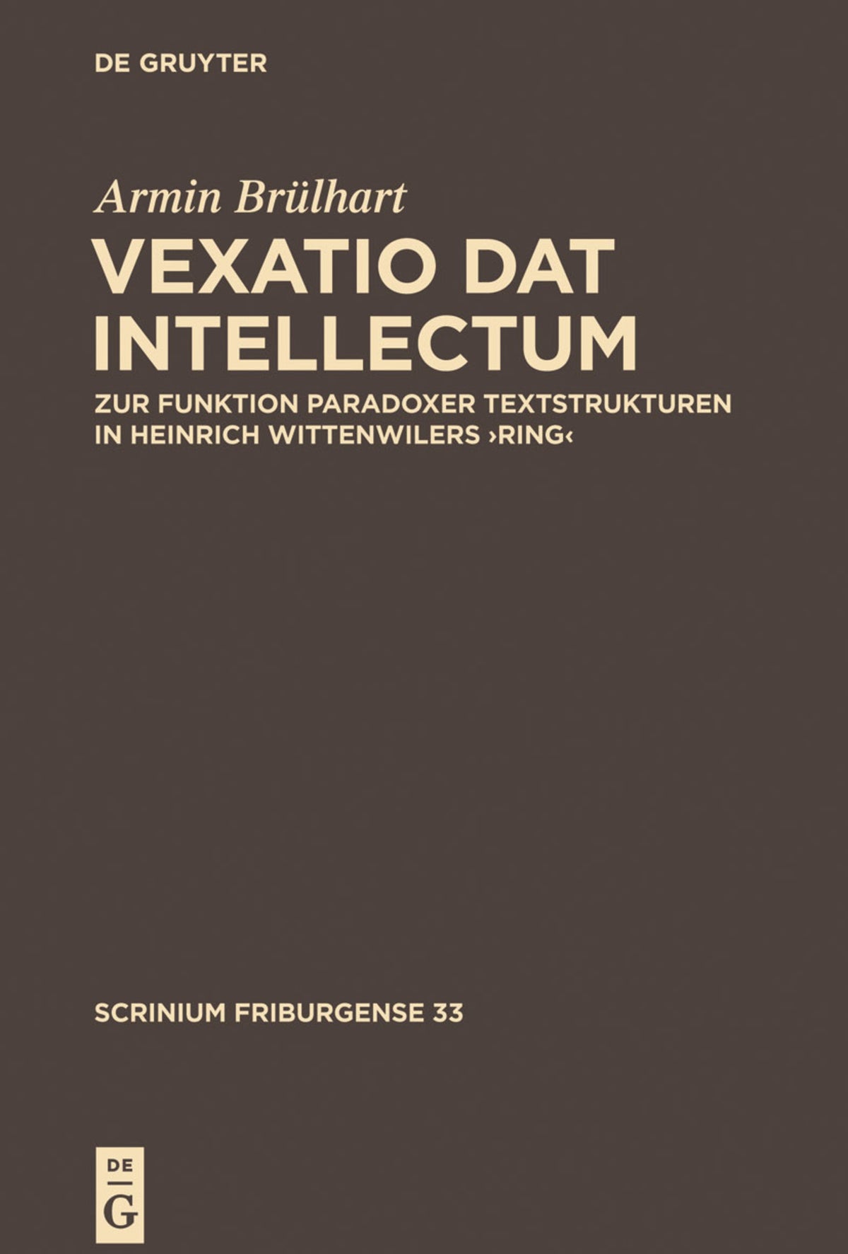 Cover image for ,Vexatio dat intellectum' ISBN 9783110334265