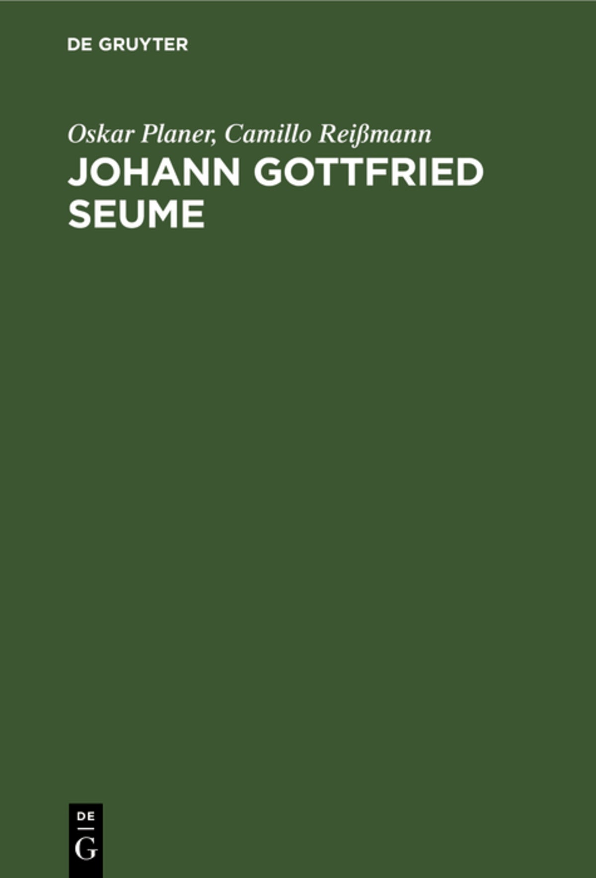 Cover image for Johann Gottfried Seume ISBN 9783111115191