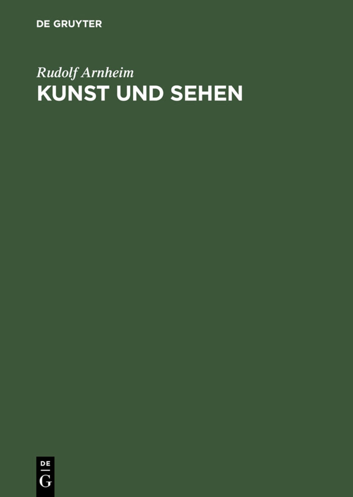 Cover image for Kunst und Sehen ISBN 9783110168921