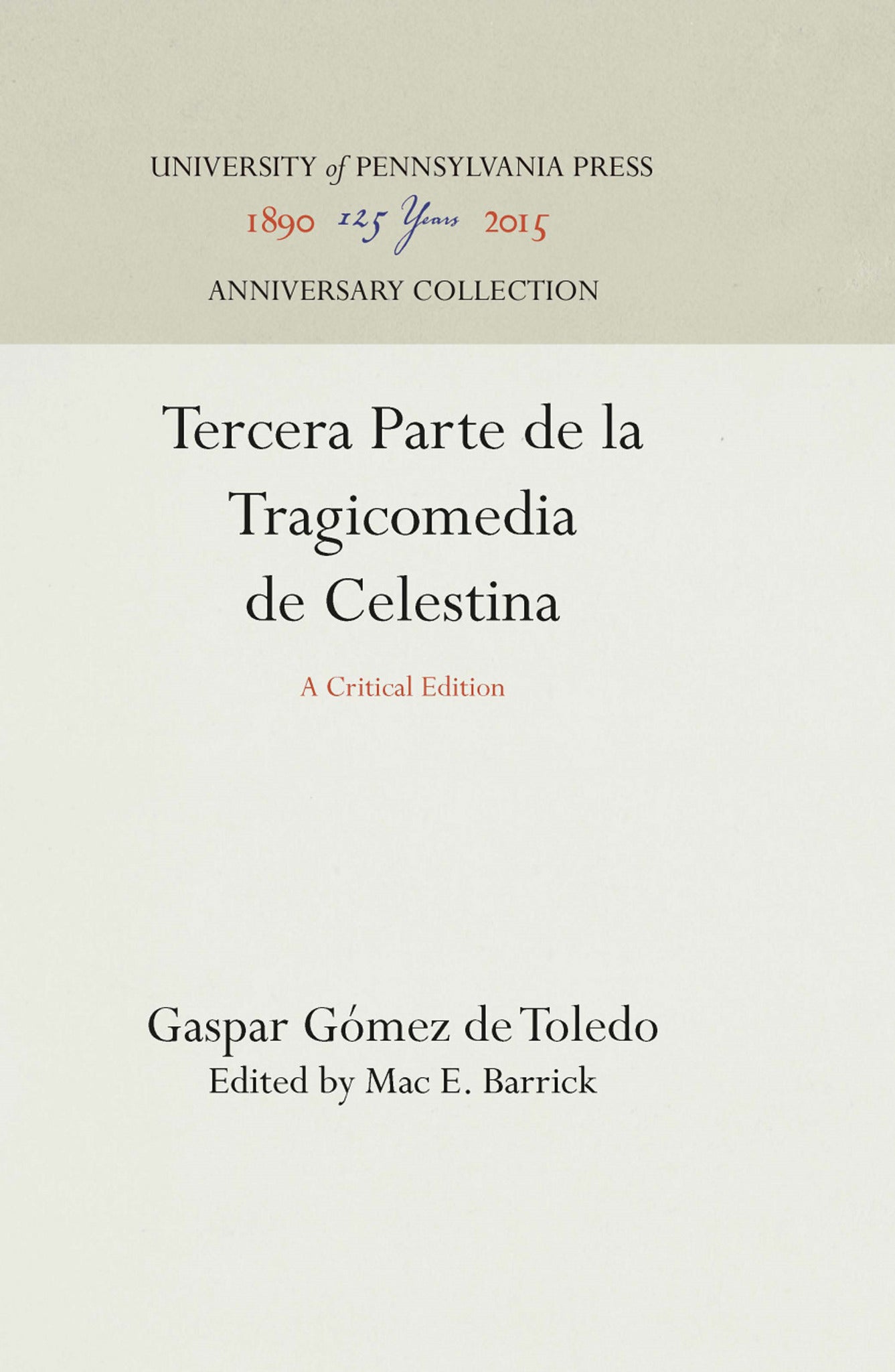 Tercera Parte de la Tragicomedia de Celestina