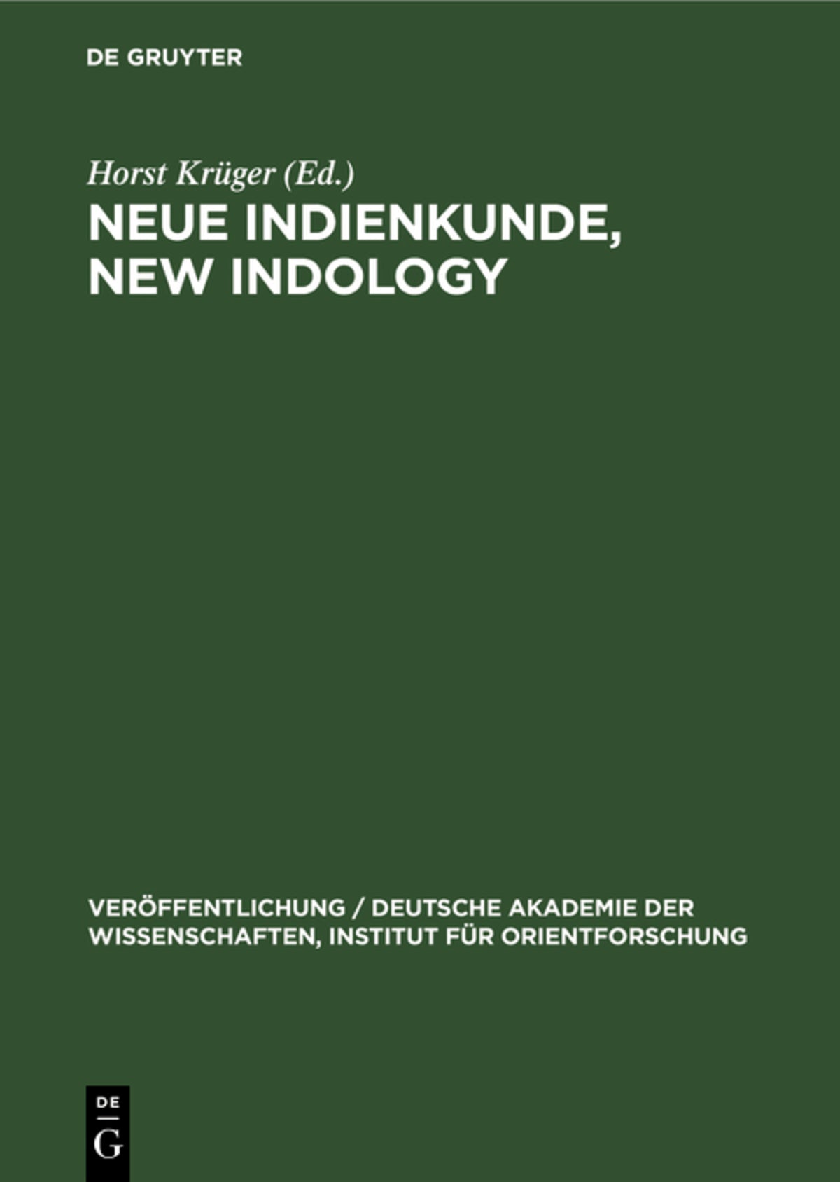 Cover image for Neue Indienkunde, New Indology ISBN 9783112544952