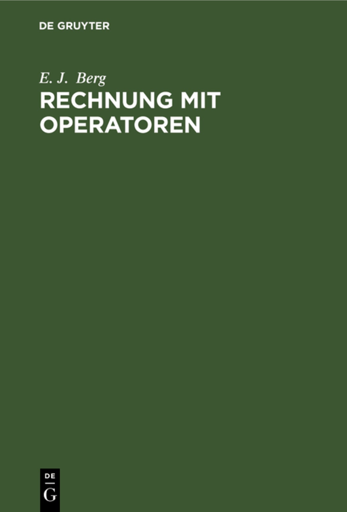 Cover image for Rechnung mit Operatoren ISBN 9783486765441