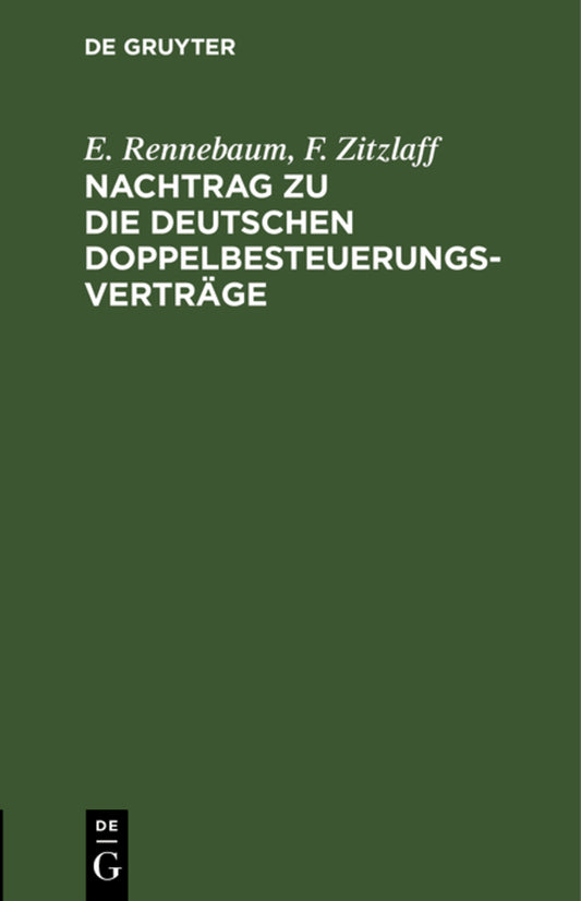 Nachtrag zu Die deutschen Doppelbesteuerungsverträge